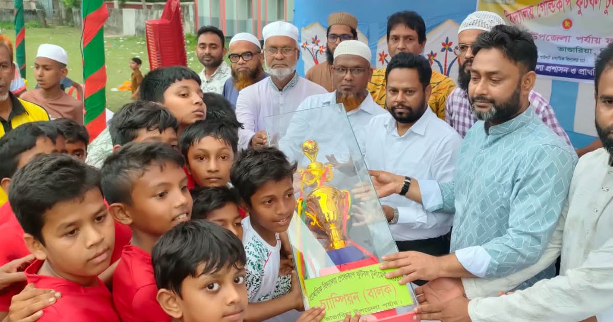 ভাণ্ডারিয়ায় প্রাথমিক বিদ্যালয় গোল্ডকাপ ফুটবল টুর্নামেন্টের ফাইনাল অনুষ্ঠিত