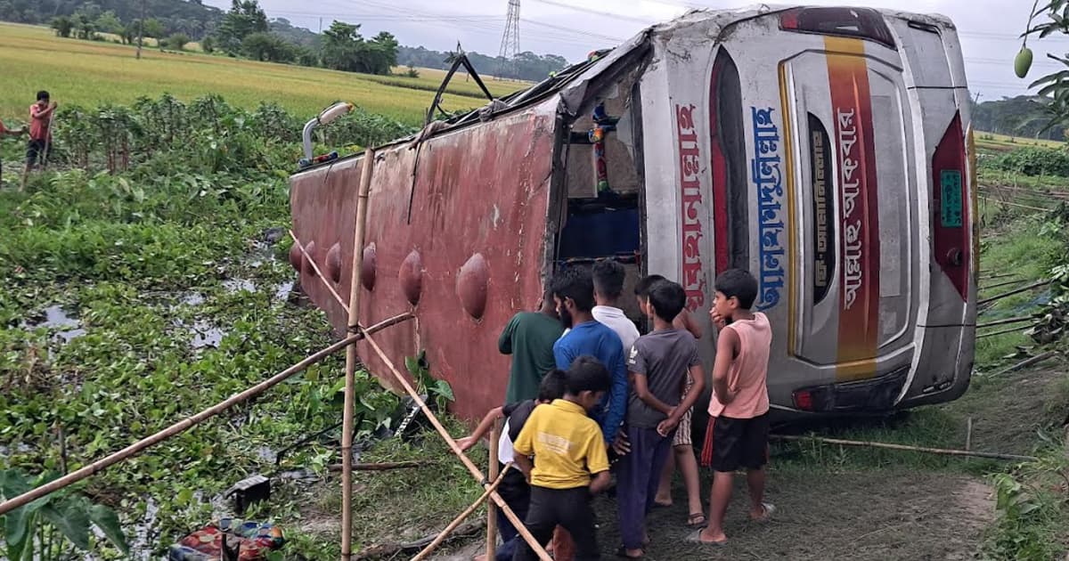 গোপালগঞ্জে বাস খাদে পড়ে আহত অন্তত ২০