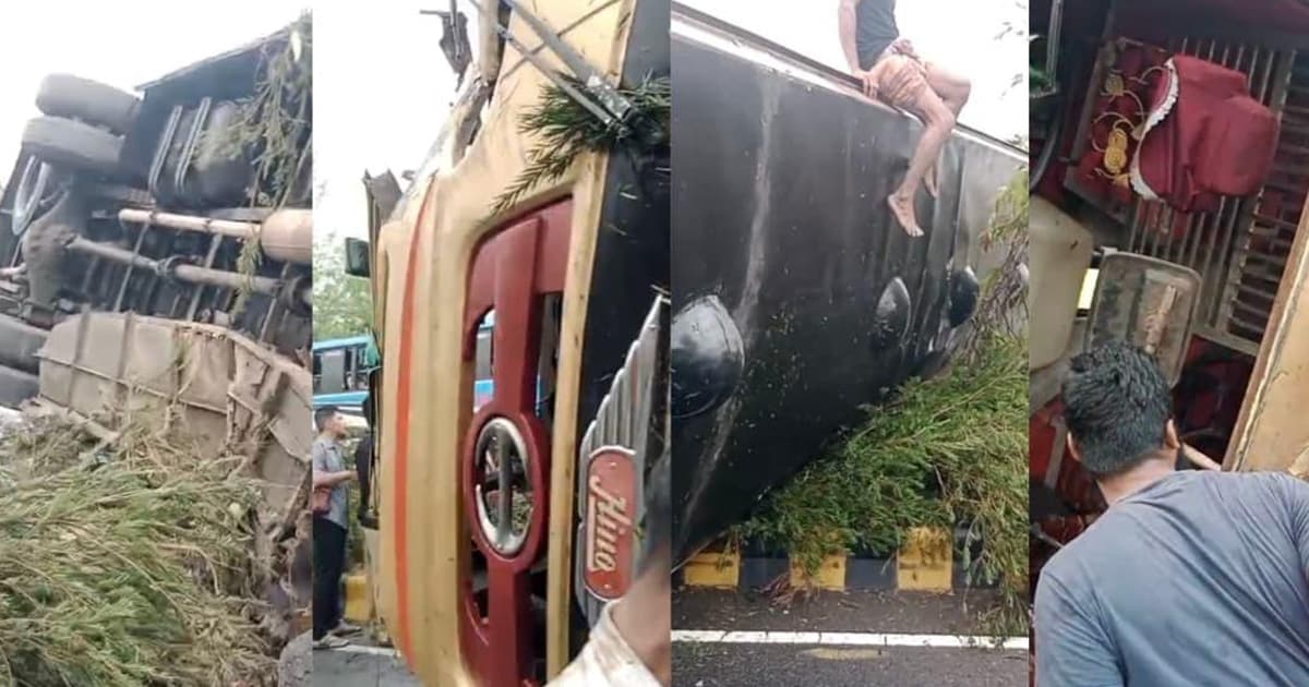 পদ্মা সেতু দক্ষিণে বাস নিয়ন্ত্রণ হারিয়ে ডিভাইডারে, আহত ৬