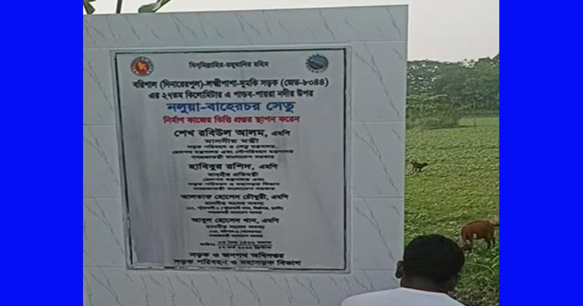 দুমকিতে উদ্বোধনের কয়েক দিন পরই সেতুর নামফলক উধাও