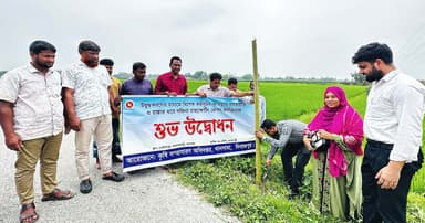 খানসামায় বসতবাড়ি ও রাস্তার ধারে সজিনা চারা রোপণ