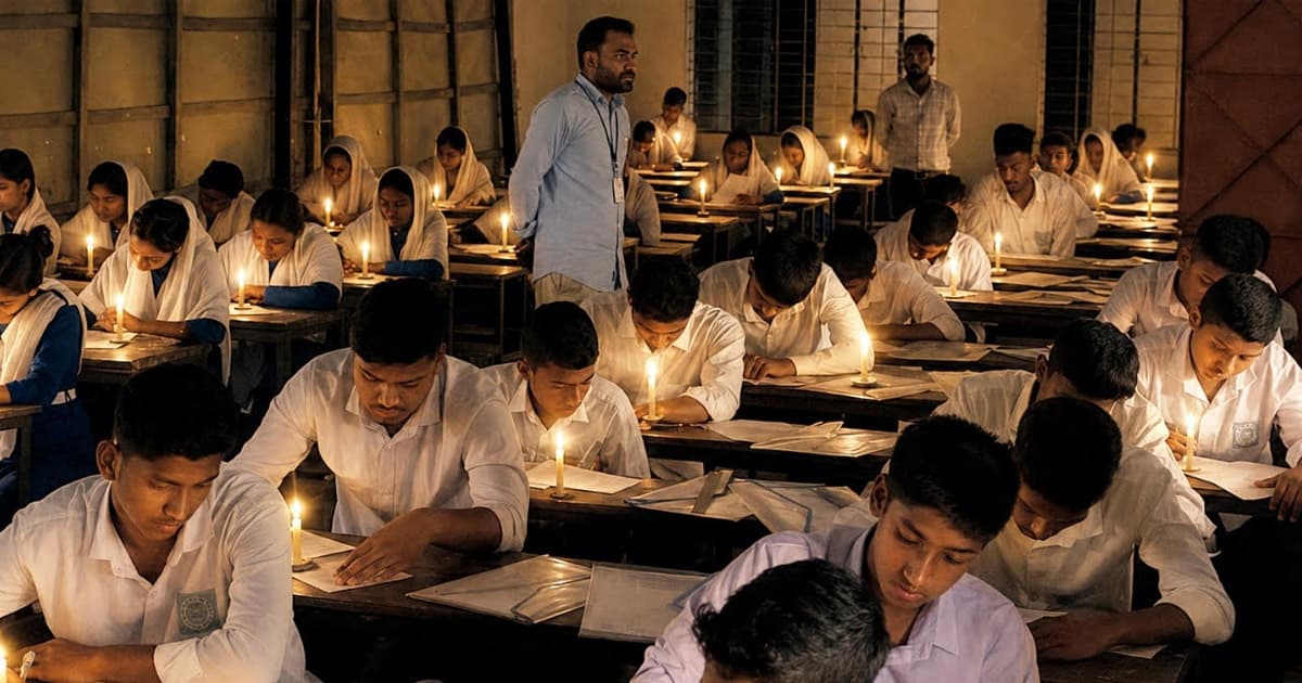 মোমবাতি জ্বালিয়ে এসএসসি পরীক্ষা
