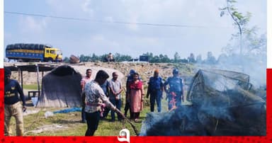 সিংড়ায় চায়না দুয়ারি জাল জব্দ, পুড়িয়ে ধ্বংস