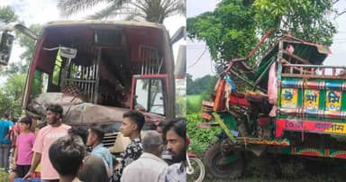 বনপাড়া-হাটিকুমরুল মহাসড়কে বাস-ট্রলি সংঘর্ষ, নিহত ২
