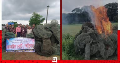 সীমান্তে ৬ কোটি টাকার অবৈধ জাল ও গাঁজা জব্দ