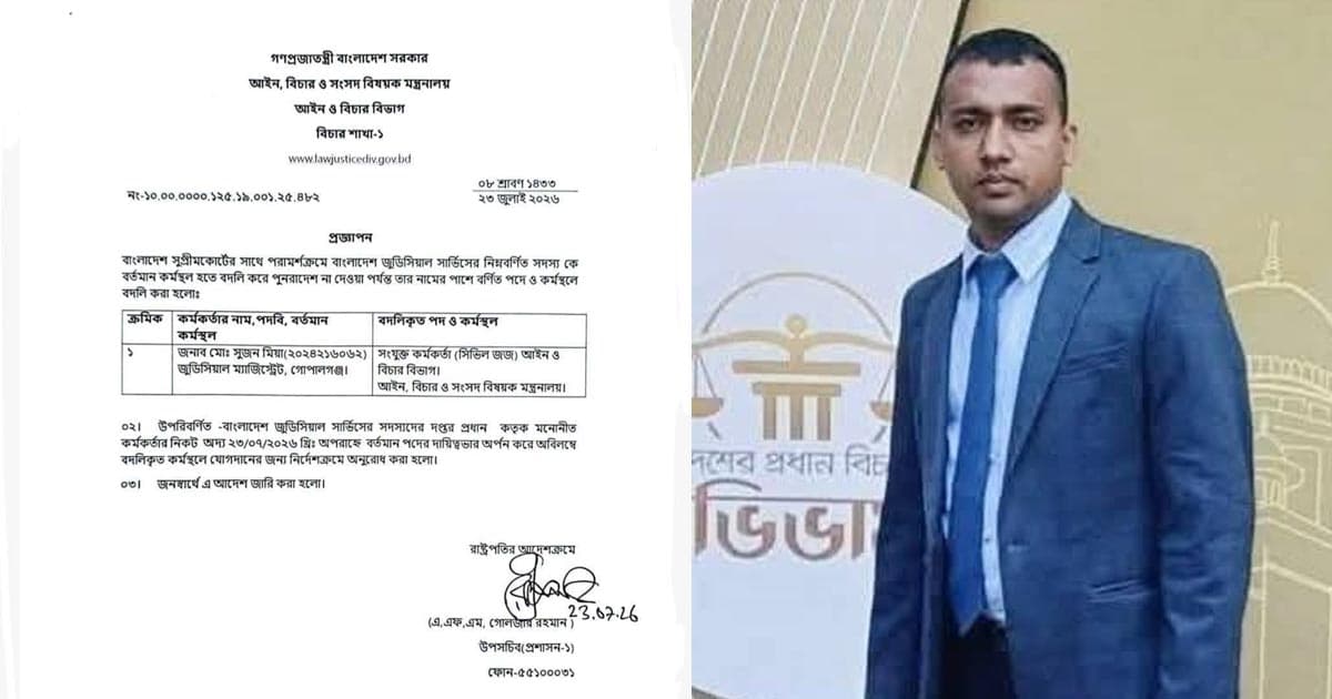 নারী আইনজীবীকে পেপারওয়েট ছুড়ে মারা সেই বিচারক প্রত্যাহার