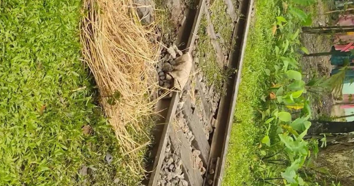 রেললাইনে পাট ও খড় ফেলে ট্রেন চলাচল সচল