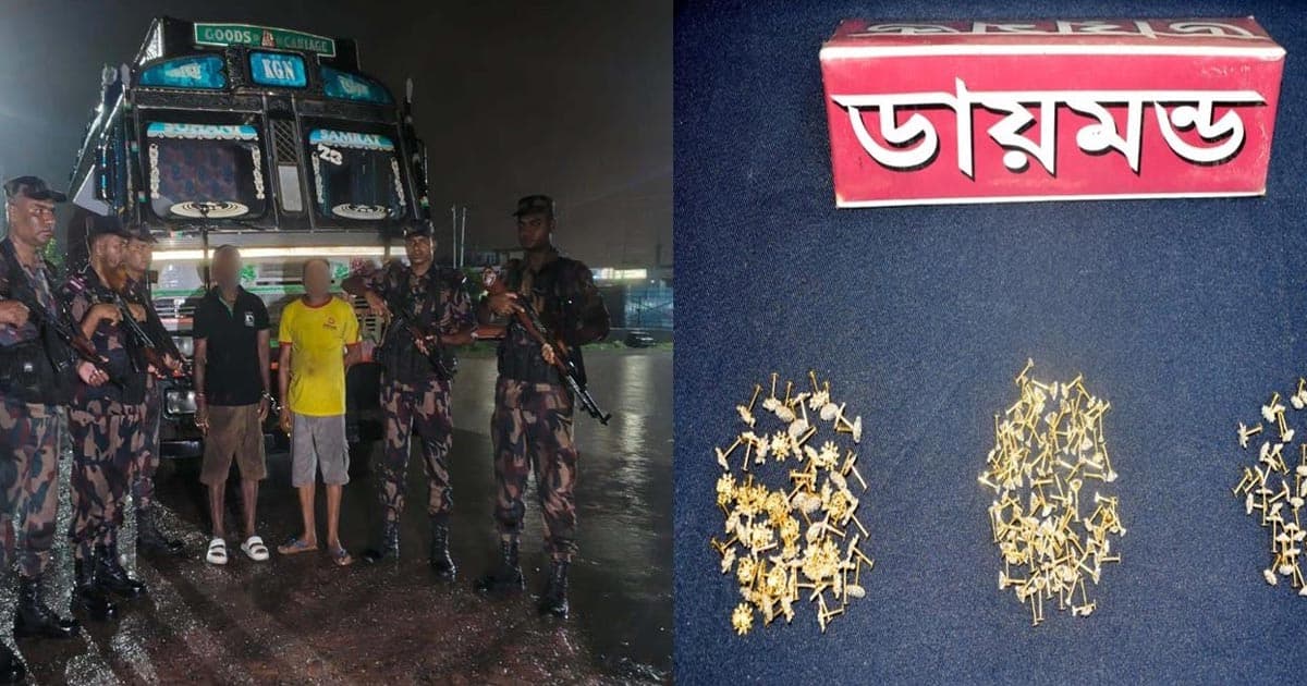 চেকপোস্টে ২১৬টি ডায়মন্ডের নাকফুল জব্দ, আটক ২
