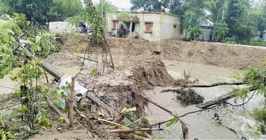 পাহাড়ি ঢলে কৃষি, মৎস্য ও গ্রামীণ অবকাঠামোর ব্যাপক ক্ষতি