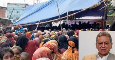 চন্দনাইশে ত্রাণ দিতে এসে মঞ্চ ভেঙে পড়ে গেলেন অর্থমন্ত্রী