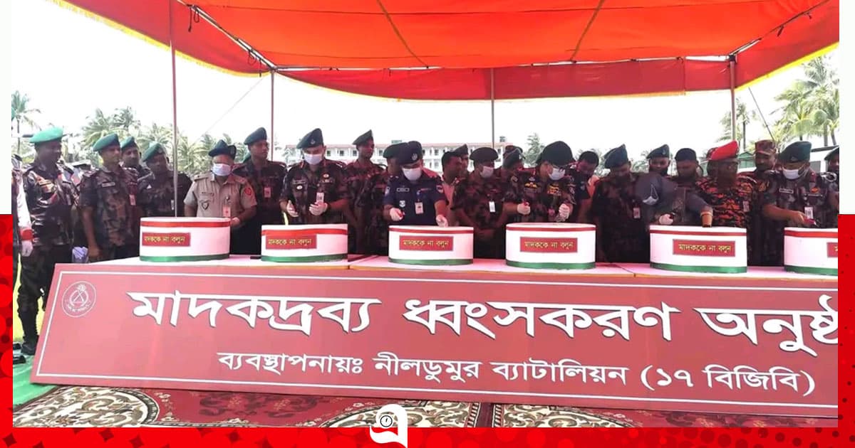 নীলডুমুরে বিজিবি’র আটককৃত মাদকদ্রব্য ধ্বংস
