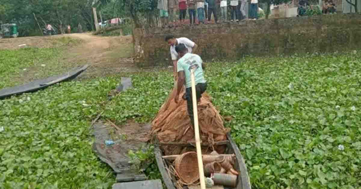 হাকালুকি হাওরে ১৪ জেলের জরিমানা, অবৈধ জাল ও চাই জব্দ