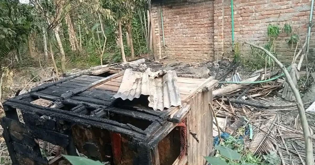 রাজাপুরে যুবদল নেতার বাড়িতে আগুন