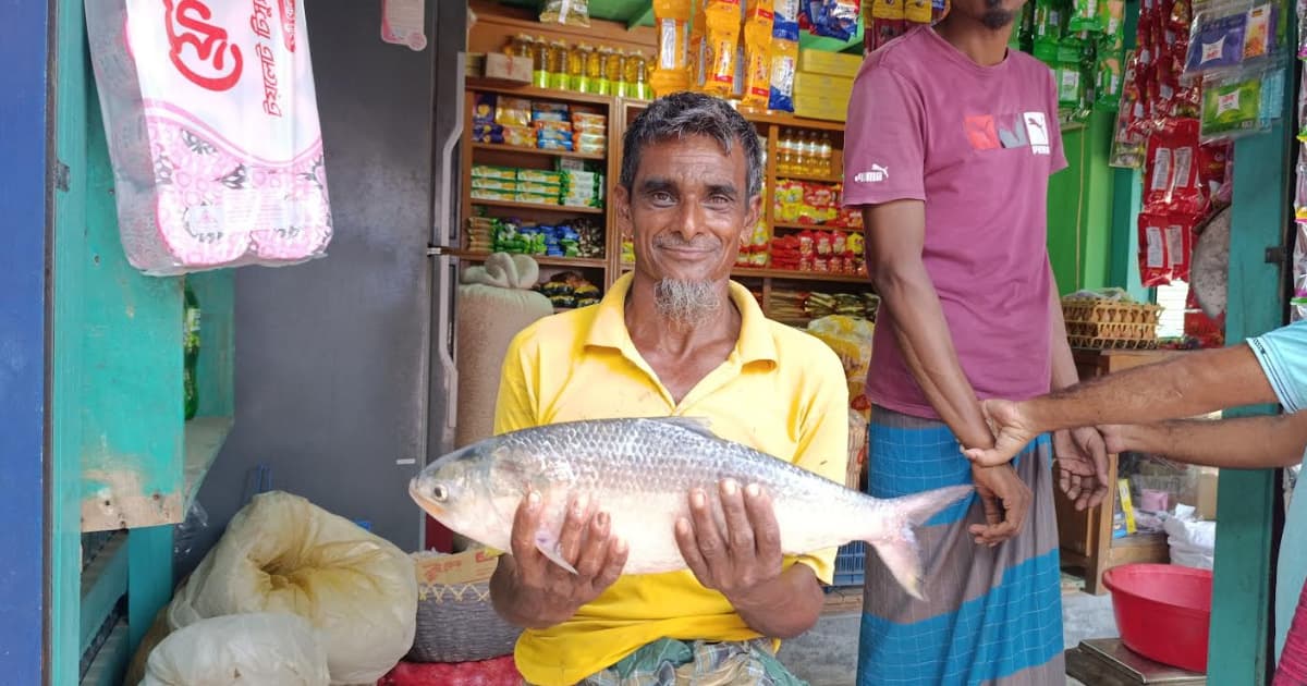 খলিল মাঝির কপাল খুলল ২ কেজির ইলিশে!