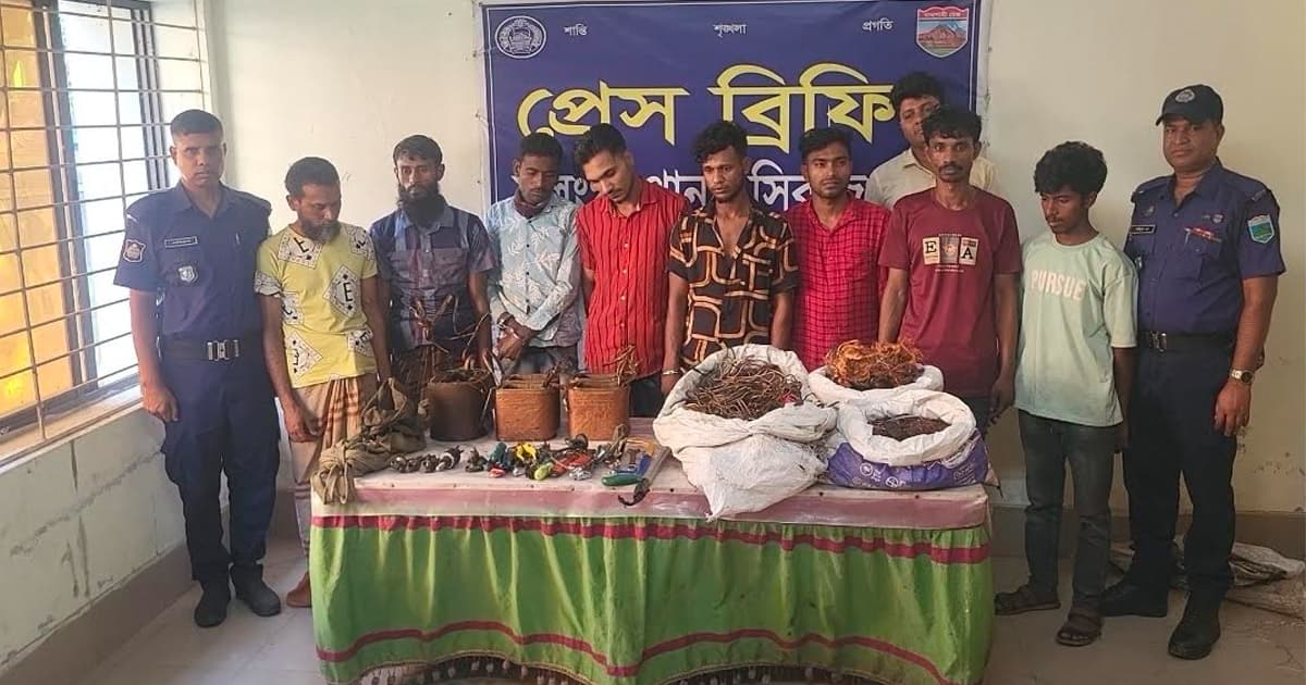 সলঙ্গায় ট্রান্সফরমা চোর চক্রের ৯ সদস্য গ্রেপ্তার