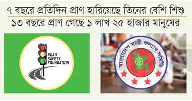 সড়কে দিনে ঝরে ৩ শিশুপ্রাণ