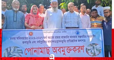 ভূঞাপুরে উপজেলা পরিষদের পুকুরে পোনা মাছ অবমুক্ত