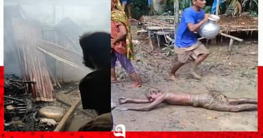 শান্তিগঞ্জে আগুনে পুড়ল তিন পরিবারের বসতঘর