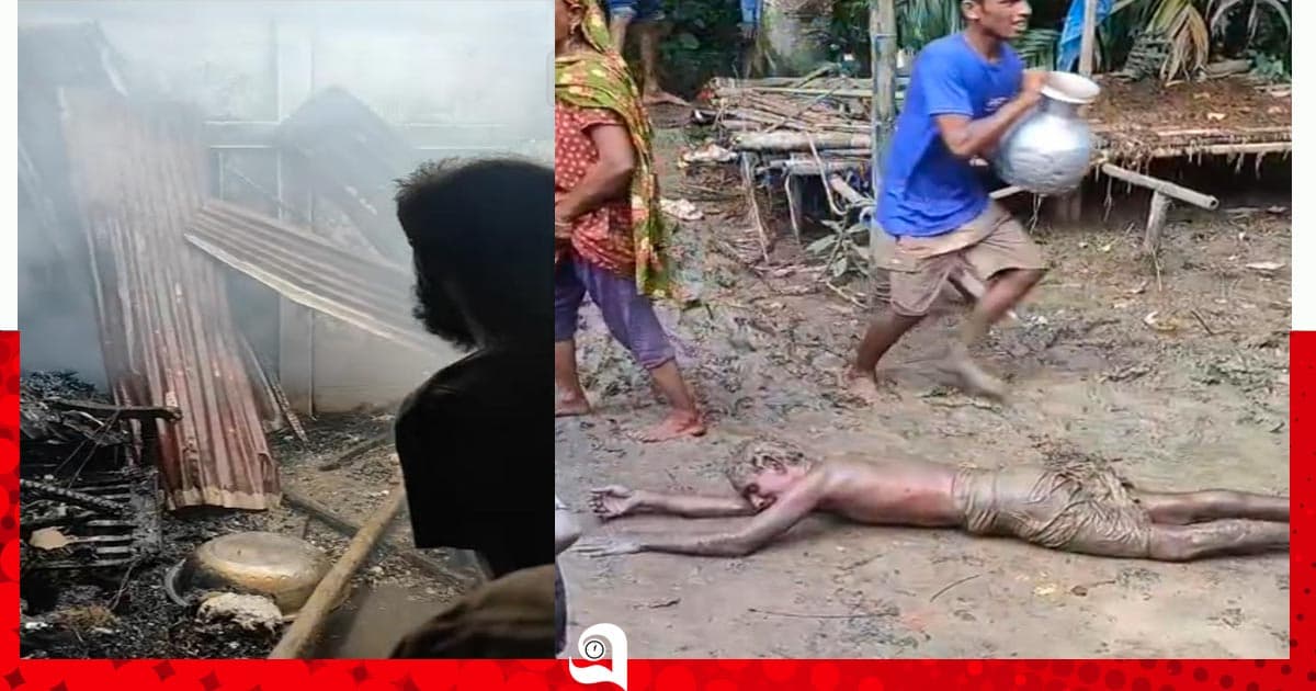 শান্তিগঞ্জে আগুনে পুড়ল তিন পরিবারের বসতঘর