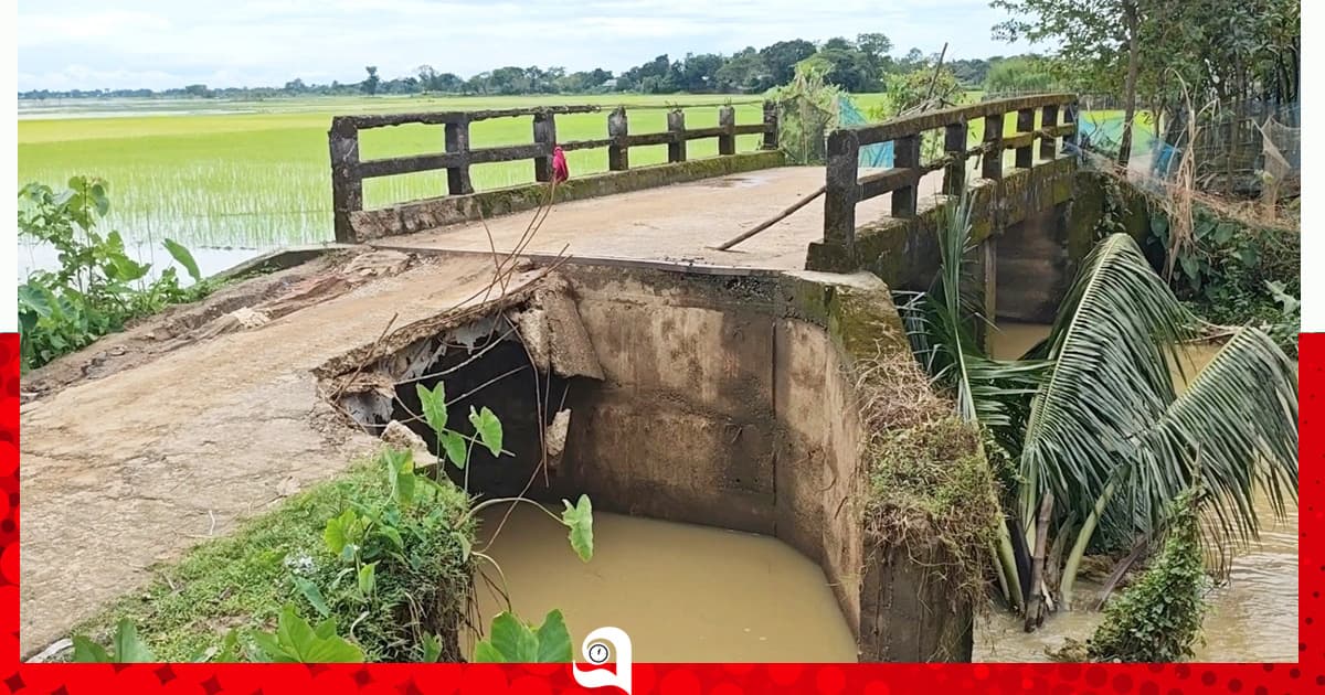 ভাঙা সেতুতে ঝুঁকিপূর্ণ যান চলাচল