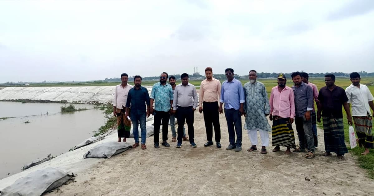 ধর্মপাশায় অতিবৃষ্টিতে ঝুঁকিতে হাওরের বাঁধ