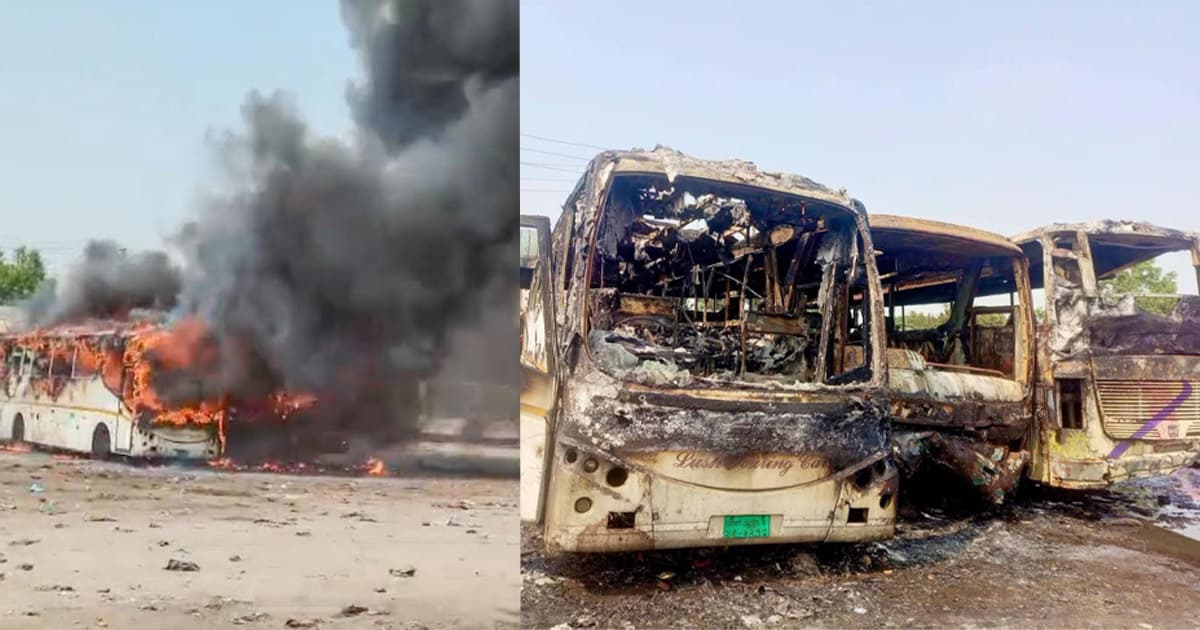 কুমিল্লায় তিন বাসে আগুন