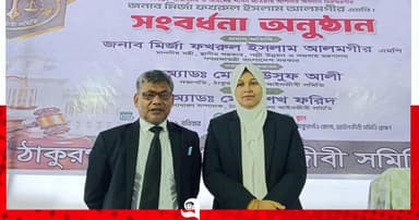 ঠাকুরগাঁওয়ে মির্জা ফখরুলকে সংবর্ধনা