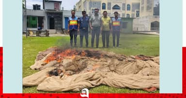 বলেশ্বর নদীতে অভিযান, অবৈধ জাল জব্দ