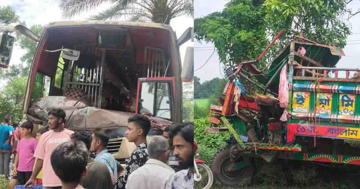 বনপাড়া-হাটিকুমরুল মহাসড়কে বাস-ট্রলি সংঘর্ষ, নিহত ২