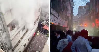 রাজধানীর বংশালে হেলমেটের গুদামে আগুন