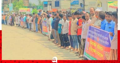 আলুর ন্যায্য দাম ও হিমাগার ভাড়া কমানোর দাবিতে মানববন্ধন