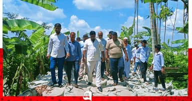 সন্ধ্যা নদীর ভাঙন ঠেকাতে জিও ব্যাগ ডাম্পিং কাজের উদ্বোধন
