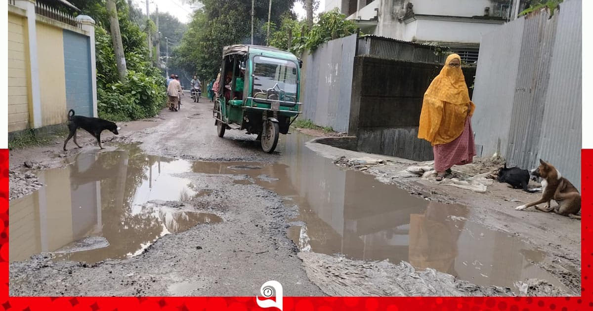 খানাখন্দে বিপর্যস্ত সড়ক, জনদুর্ভোগে