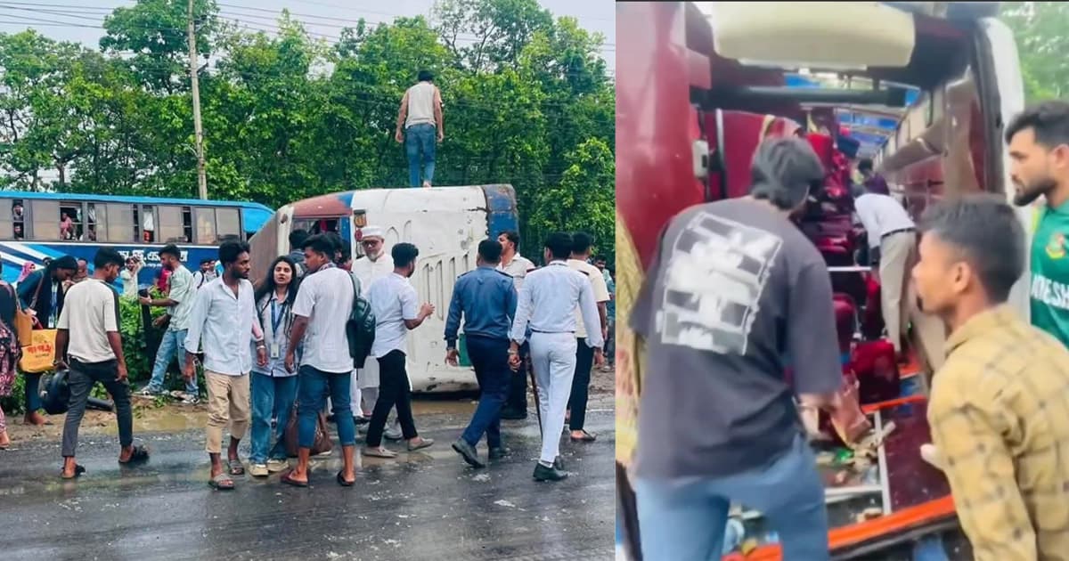 উত্তরা ইউনিভার্সিটির বাস উল্টে ৩০ শিক্ষার্থী আহত