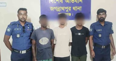 জগন্নাথপুরে পুলিশের অভিযানে গ্রেপ্তার ৩
