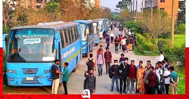 শিক্ষার্থীদের নিরাপদে রেলস্টেশনে পৌঁছে দিচ্ছে যবিপ্রবির পরিবহন দপ্তর