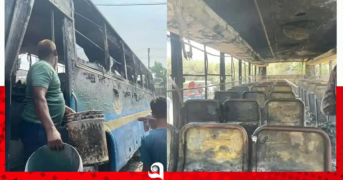মাতুয়াইলে আগুনে পুড়ল জবির ‘নোঙ্গর’ বাস