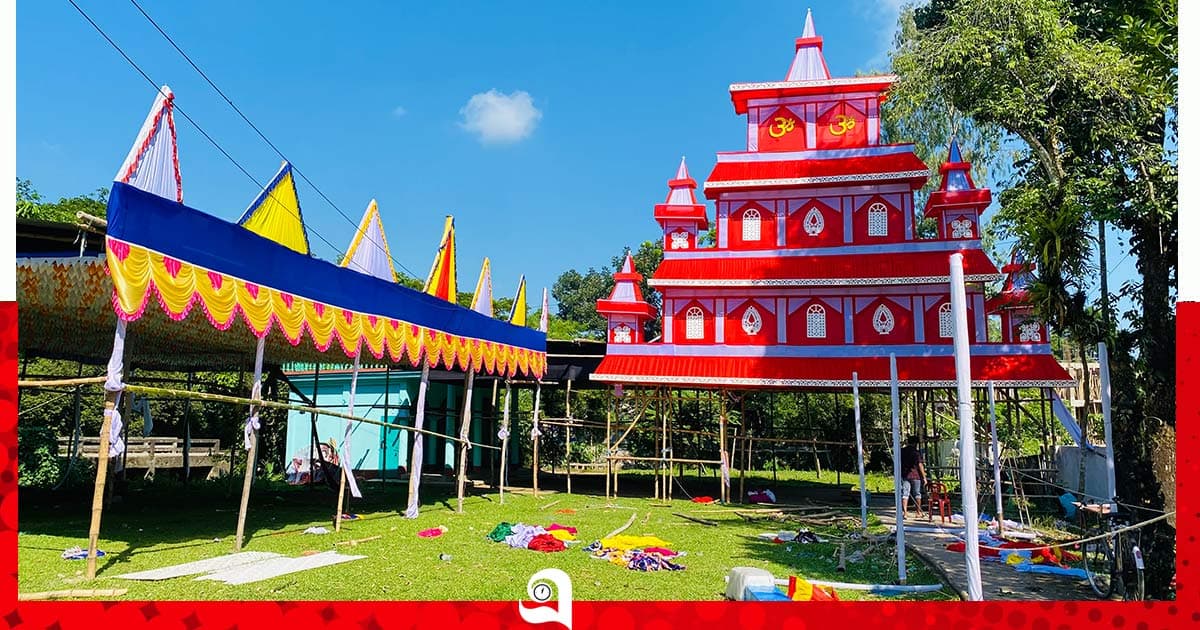 জগন্নাথপুরে দুর্গোৎসবের প্রস্তুতি ঘিরে উৎসবের আমেজ