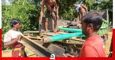 পাহাড়ের বালু উত্তোলন : ড্রেজার ও পাইপ জব্দ