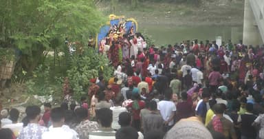 বিসর্জনে চুয়াডাঙ্গায় শেষ শারদীয় দুর্গোৎসব