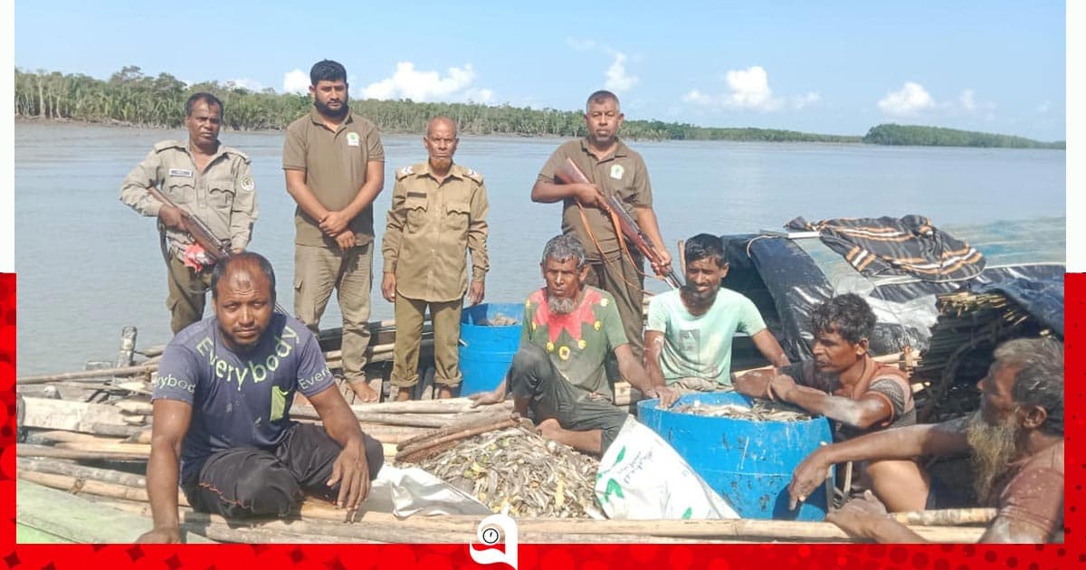 সুন্দরবনের অভয়ারণ্যে মাছ ধরার অপরাধে আটক ৫ জেলে